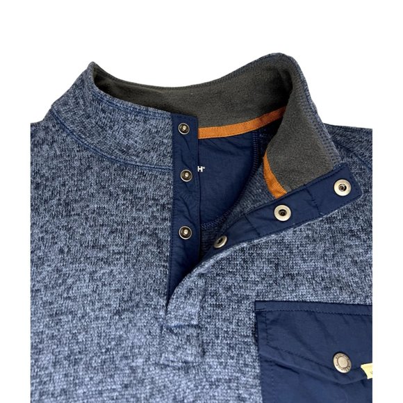 Woolrich Men's XL Long Sleeve Blue Pullover Quarter Snap Button Sweater - Picture 4 of 8